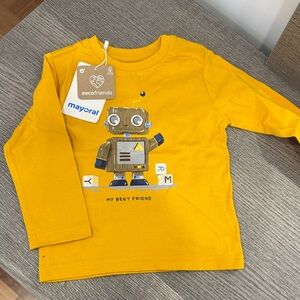 Mayoral Mustard Robot Graphic Long Sleeve Tee